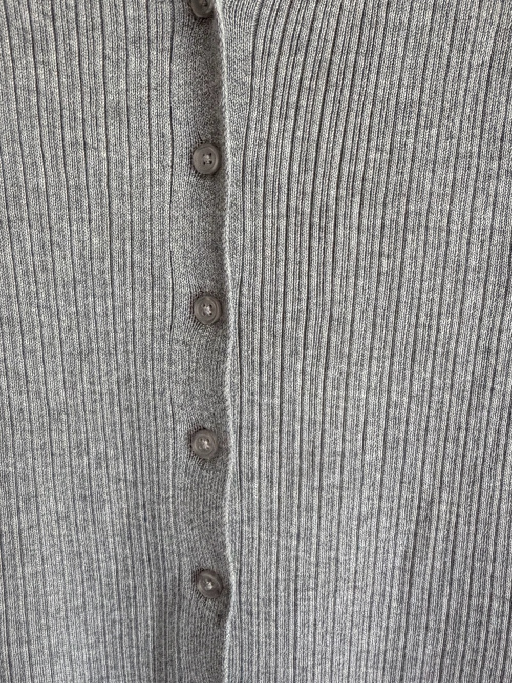 Pink Rose Rib-Knit Button-Front Long Sleeve Dress - Gray - Picture 3 of 5
